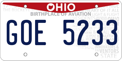 OH license plate GOE5233