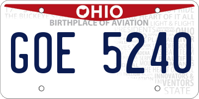OH license plate GOE5240