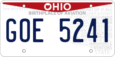 OH license plate GOE5241