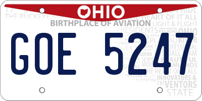 OH license plate GOE5247