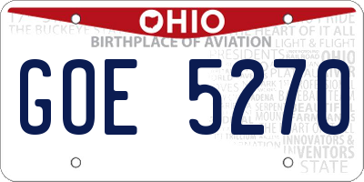OH license plate GOE5270