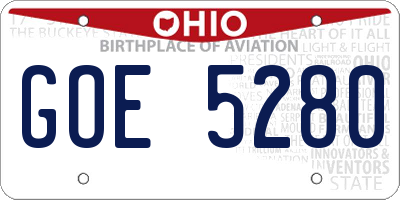 OH license plate GOE5280