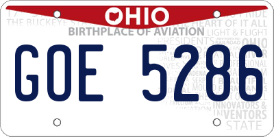 OH license plate GOE5286