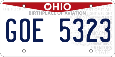 OH license plate GOE5323