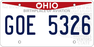 OH license plate GOE5326