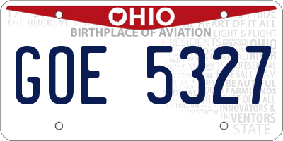 OH license plate GOE5327