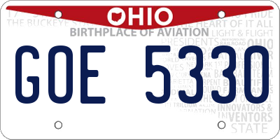 OH license plate GOE5330