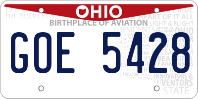 OH license plate GOE5428