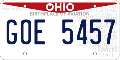 OH license plate GOE5457