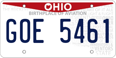 OH license plate GOE5461