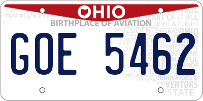 OH license plate GOE5462