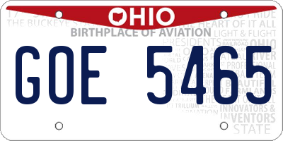 OH license plate GOE5465