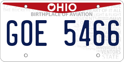 OH license plate GOE5466