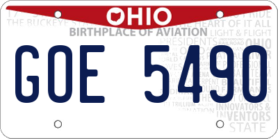 OH license plate GOE5490