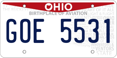 OH license plate GOE5531