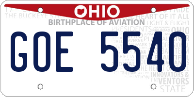 OH license plate GOE5540