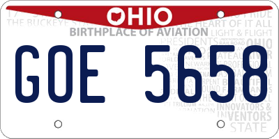 OH license plate GOE5658
