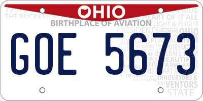 OH license plate GOE5673