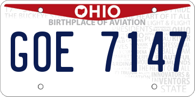 OH license plate GOE7147