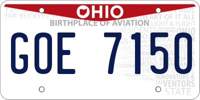 OH license plate GOE7150