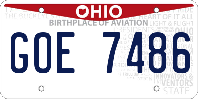 OH license plate GOE7486