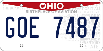 OH license plate GOE7487