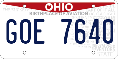 OH license plate GOE7640