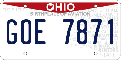 OH license plate GOE7871