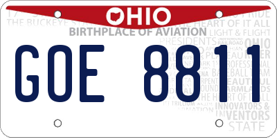 OH license plate GOE8811