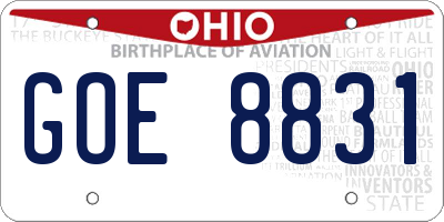 OH license plate GOE8831