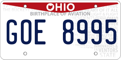 OH license plate GOE8995