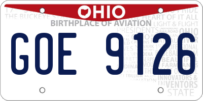 OH license plate GOE9126