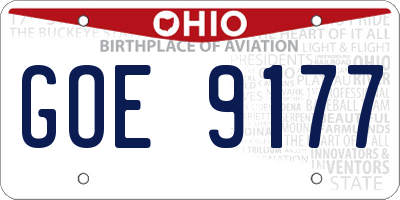 OH license plate GOE9177