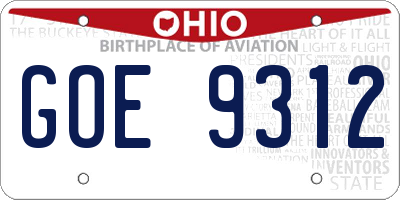 OH license plate GOE9312