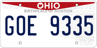 OH license plate GOE9335