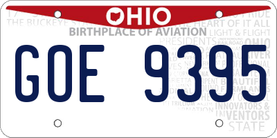 OH license plate GOE9395