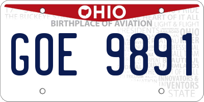 OH license plate GOE9891