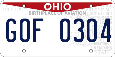 OH license plate GOF0304