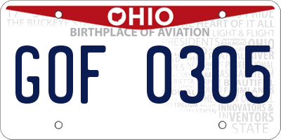 OH license plate GOF0305