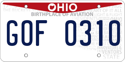 OH license plate GOF0310