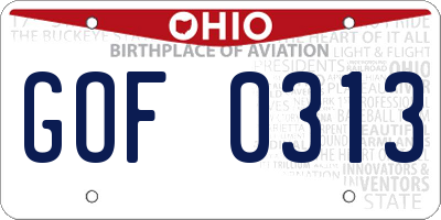 OH license plate GOF0313