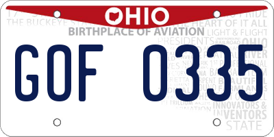 OH license plate GOF0335