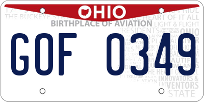 OH license plate GOF0349