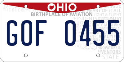 OH license plate GOF0455