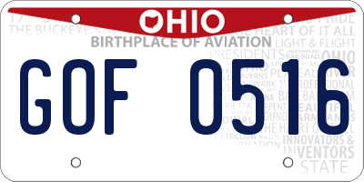 OH license plate GOF0516