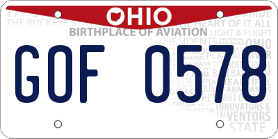 OH license plate GOF0578
