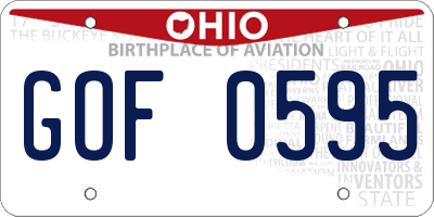OH license plate GOF0595