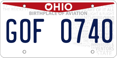OH license plate GOF0740