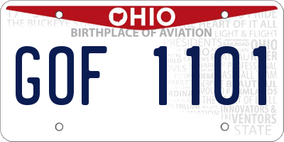 OH license plate GOF1101