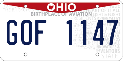 OH license plate GOF1147